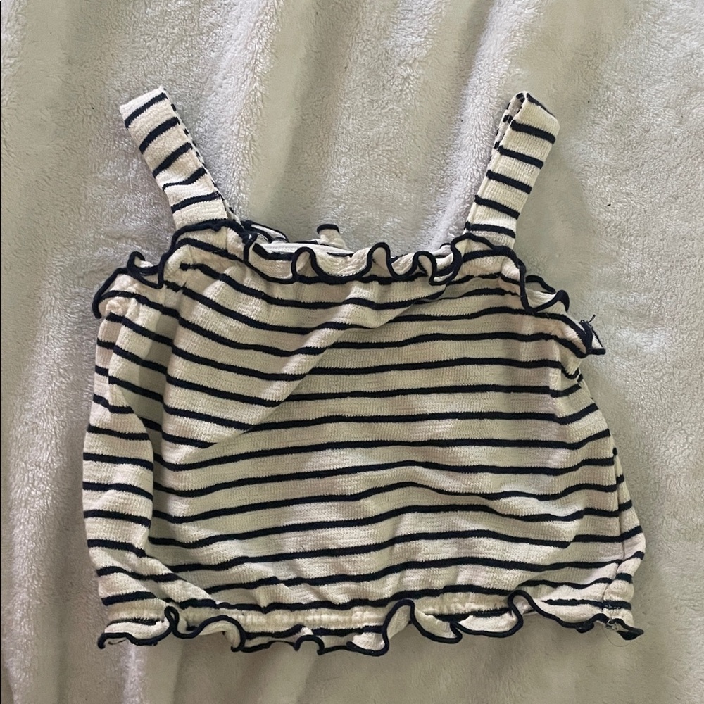 Striped Ruffle Tank and Shorts Set - Picture 2 of 3